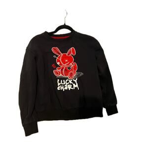 BKYS Lucky Charm Black Red Crewneck Sweatshirt Mens Med